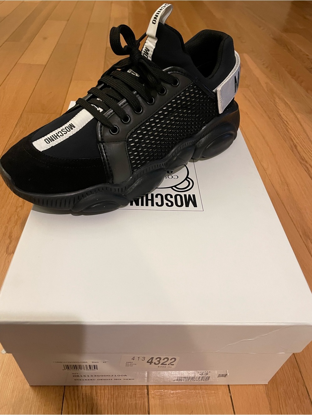 Moschino Black and White Chunky Lace-Up Sneaker